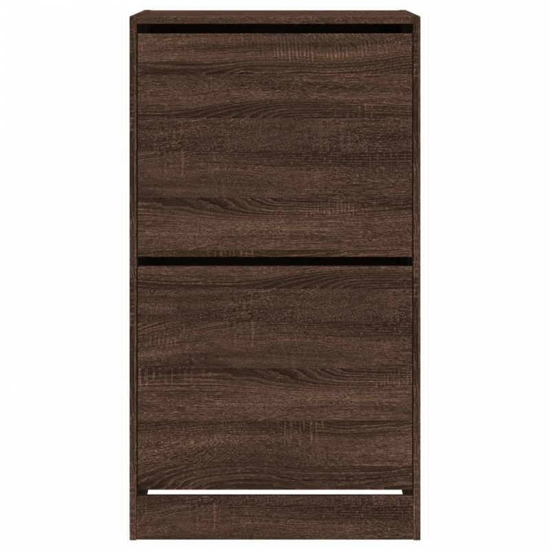 Schuhschrank mit 2 Klappen Braun Eiche-Optik 60x42x108 cm