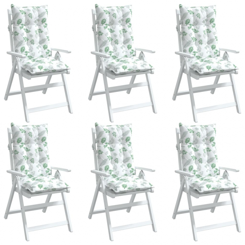 Hochlehner-Auflagen 6 Stk. Blattmuster Oxford-Gewebe