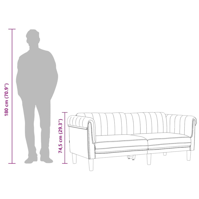 2-Sitzer Sofa Braun Kunstleder Wildleder-Optik