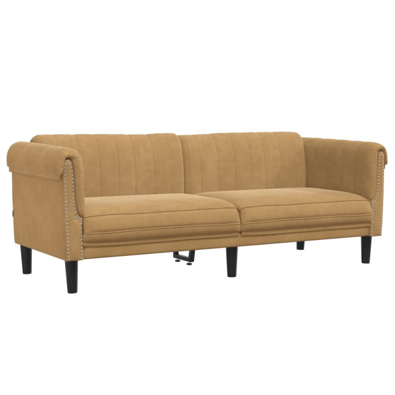 3-Sitzer Sofa Braun Kunstleder Wildleder-Optik