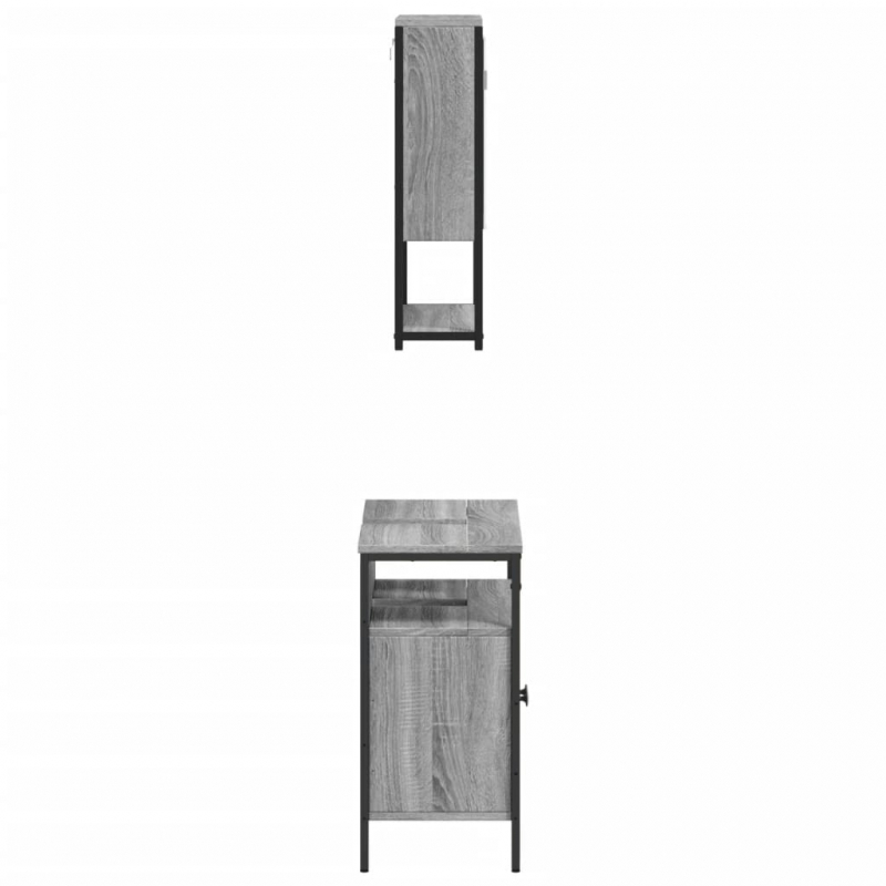 2-tlg. Badmöbel-Set Grau Sonoma Holzwerkstoff