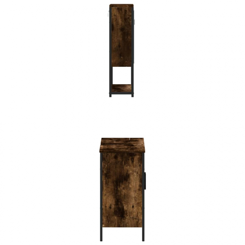 2-tlg. Badmöbel-Set Räuchereiche Holzwerkstoff