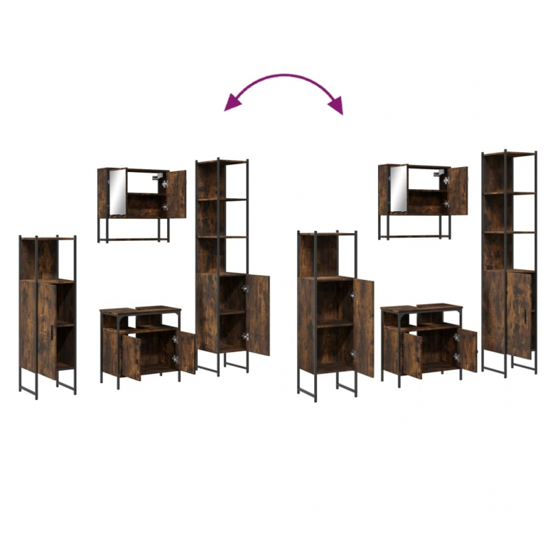 4-tlg. Badmöbel-Set Räuchereiche Holzwerkstoff