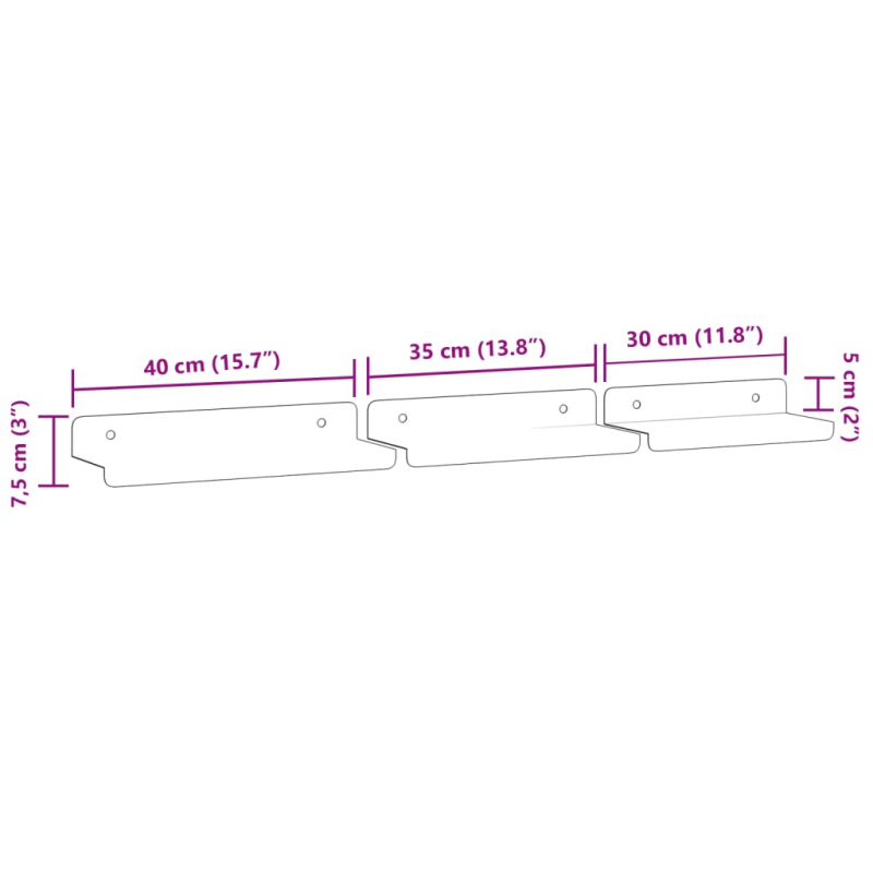 Wandregale 3 Stk. Silbern Edelstahl