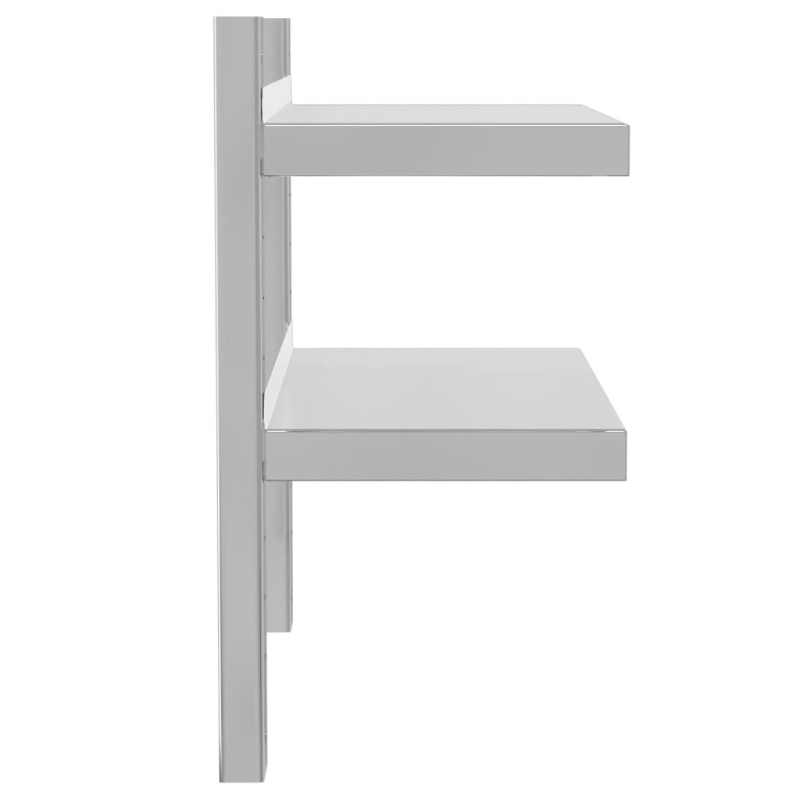 Wandregal mit 2 Böden 50x23,5x48 cm Silbern Edelstahl