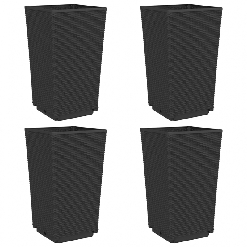 Pflanzkübel 4 Stk. Schwarz 32,5x32,5x57 cm PP