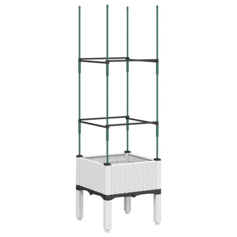 Pflanzkübel mit Rankgitter Weiß 40x40x142,5 cm PP