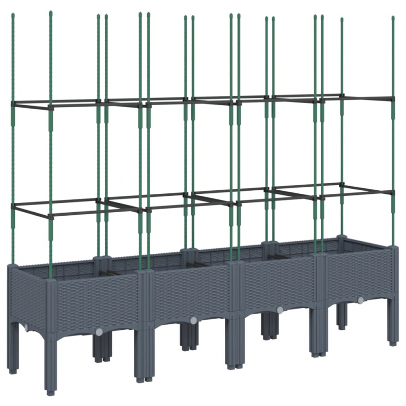 Pflanzkübel mit Rankgitter Blaugrau 160x40x142,5 cm PP