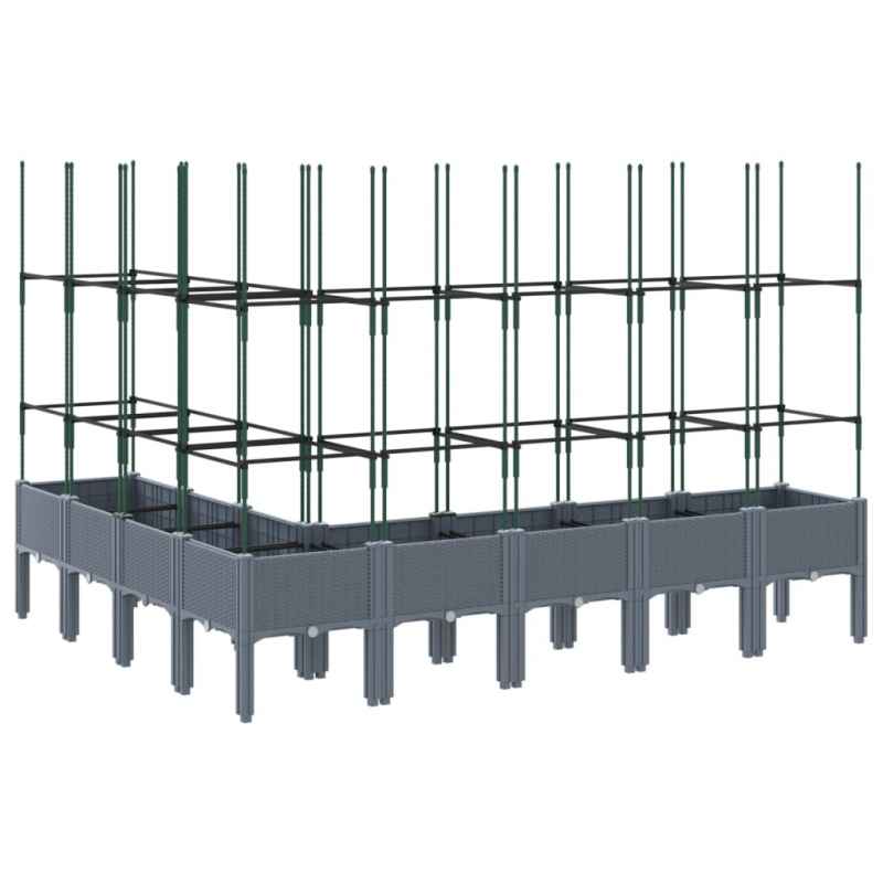 Pflanzkübel mit Rankgitter Blaugrau 200x160x142,5 cm PP