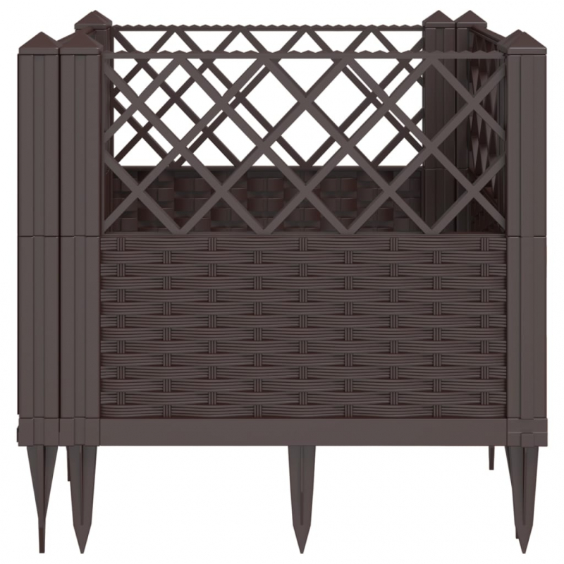 Pflanzkasten mit Erdspießen Braun 43,5x43,5x43,5 cm PP