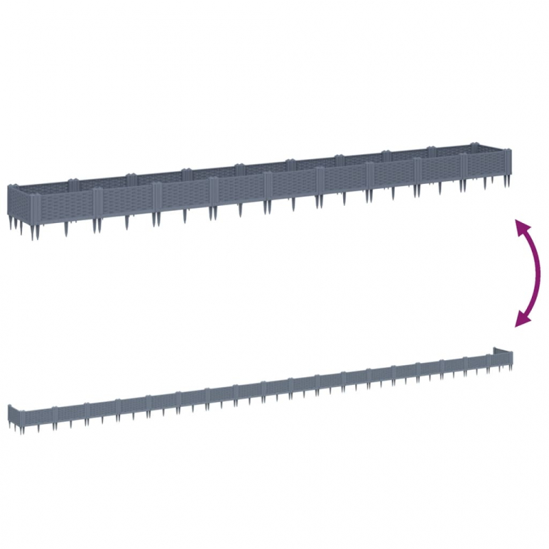 Pflanzkasten mit Erdspießen Blaugrau 362,5x42,5x28,5 cm PP