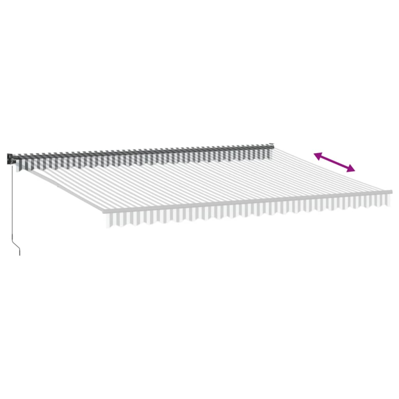 Markise Einziehbar Anthrazit und Weiß 5x3 m Stoff und Aluminium