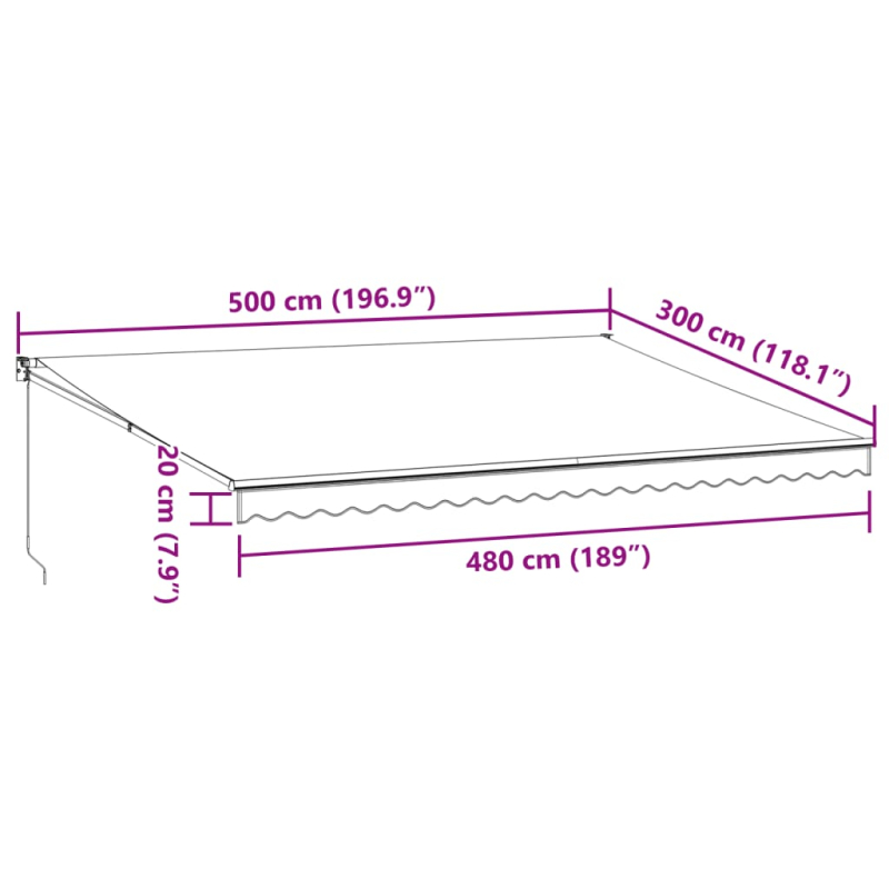 Markise Einziehbar Anthrazit und Weiß 5x3 m Stoff und Aluminium