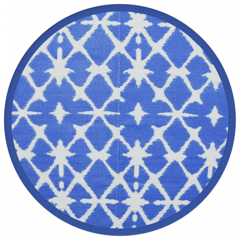 Outdoor-Teppich ARAKIL Blau und Weiß Ø120 cm PP