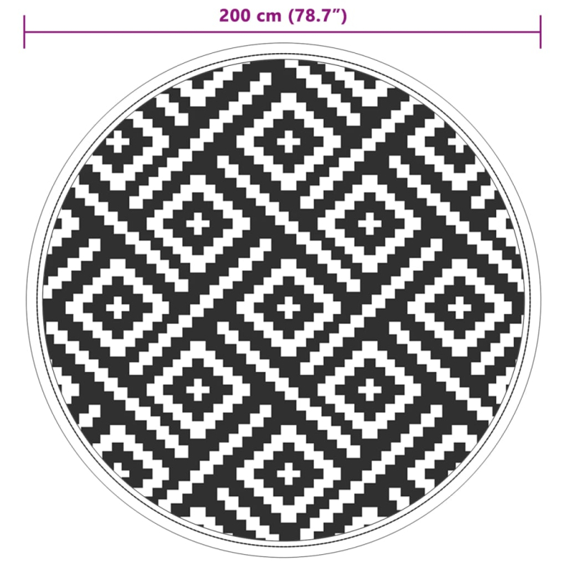 Outdoor-Teppich ARAKIL Weiß und Schwarz Ø200 cm PP
