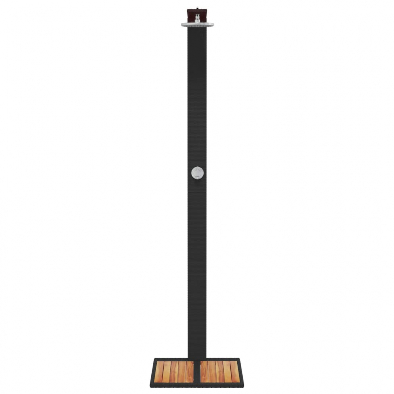 Gartendusche Schwarz 50x55x224 cm Poly Rattan und Akazienholz