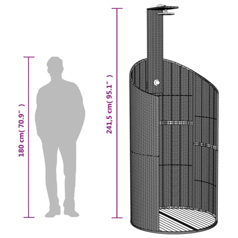 Gartendusche Grau 100x100x241,5 cm Poly Rattan Akazienholz