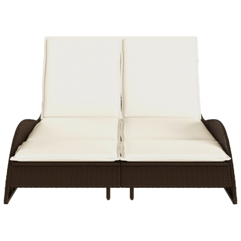 Sonnenliege mit Auflagen Braun 114x205x73 cm Poly Rattan