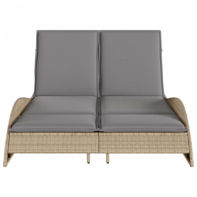 Sonnenliege mit Auflagen Beige 114x205x73 cm Poly Rattan