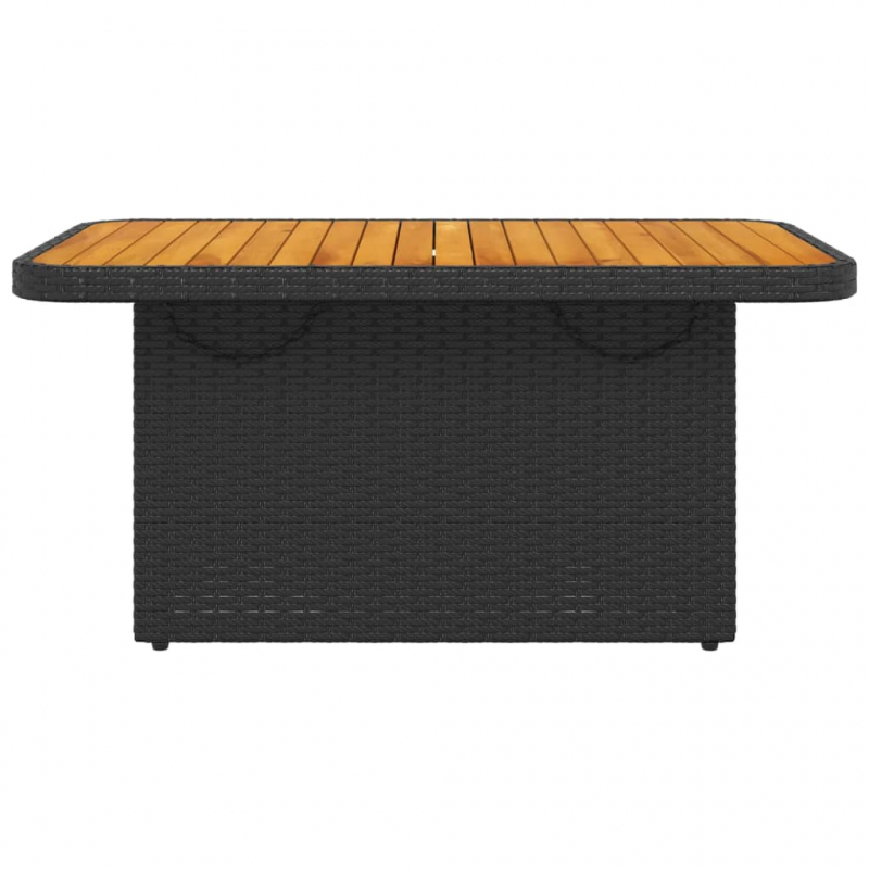Gartentisch Schwarz 90x55x71 cm Poly Rattan und Akazienholz