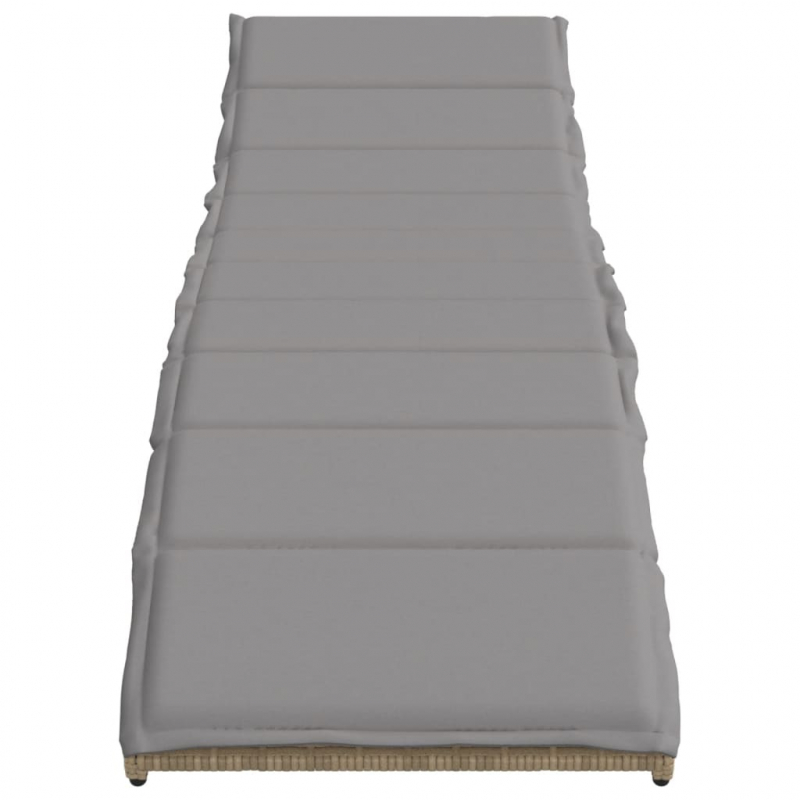 Sonnenliege mit Kissen Beige 55x199x50 cm Poly Rattan