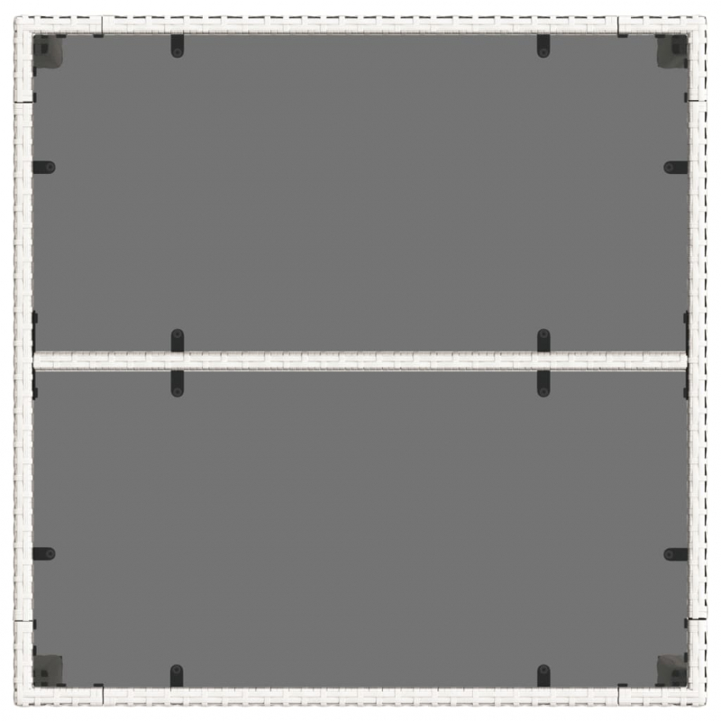 Gartentisch mit Glasplatte Weiß 90x90x75 cm Poly Rattan