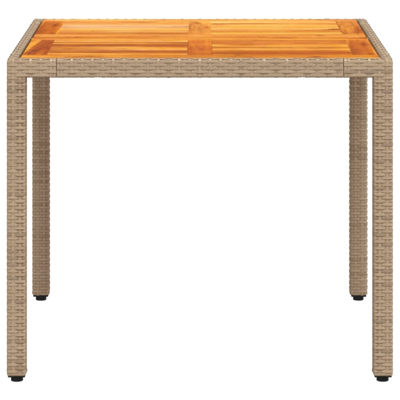 Gartentisch Beige 90x90x75 cm Poly Rattan Akazienholz