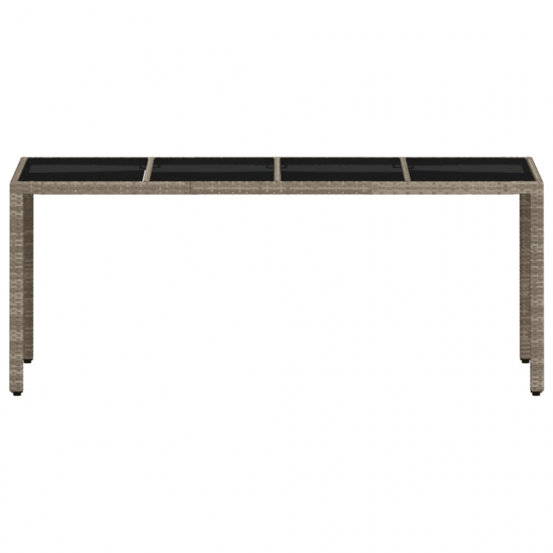 Gartentisch mit Glasplatte Hellgrau 190x90x75 cm Poly Rattan