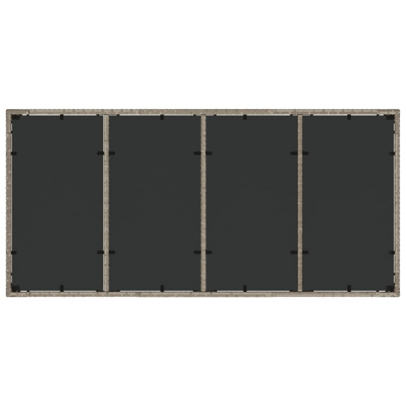 Gartentisch mit Glasplatte Hellgrau 190x90x75 cm Poly Rattan