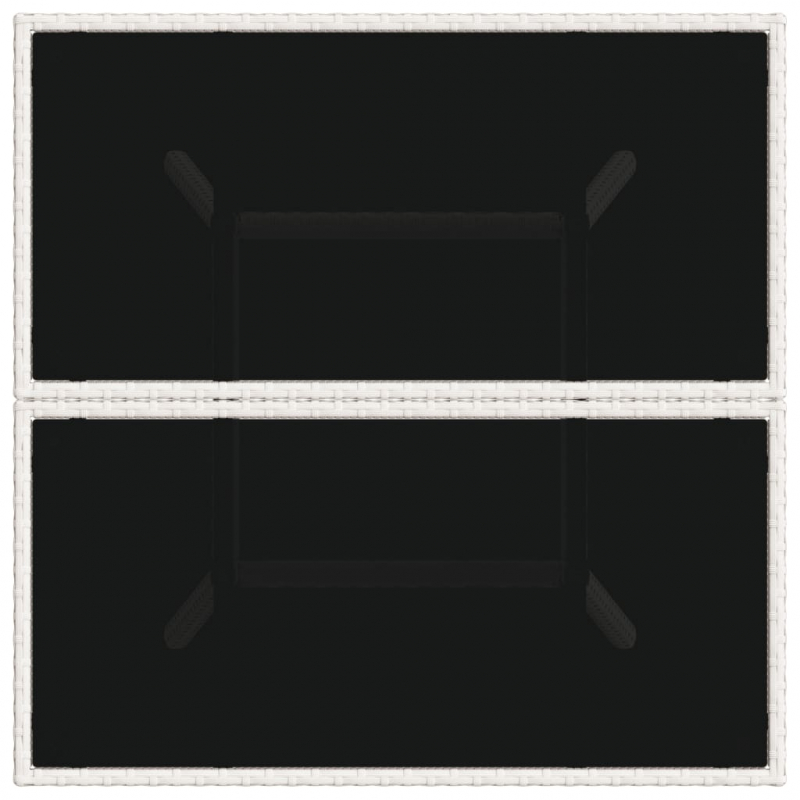 Gartentisch mit Glasplatte Weiß 80x80x75 cm Poly Rattan