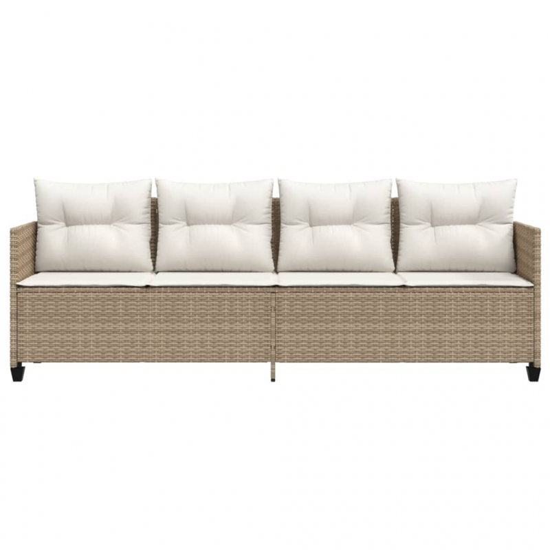 Sonnenliege mit Kissen Beige Poly Rattan