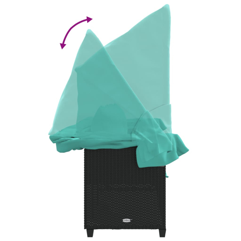 Sonnenliege mit Dach und Kissen Schwarz Poly Rattan