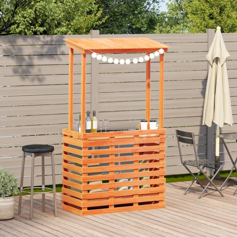 Gartenbar mit Dach Braun 112,5x57x195,5 cm Massivholz Kiefer