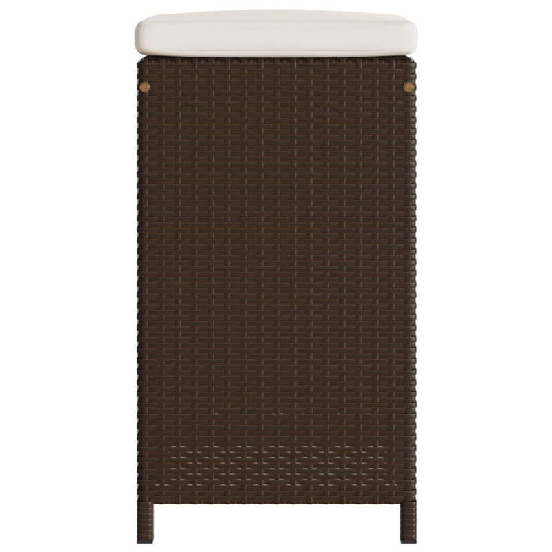 Garten-Barhocker mit Kissen 2 Stk. Braun Poly Rattan