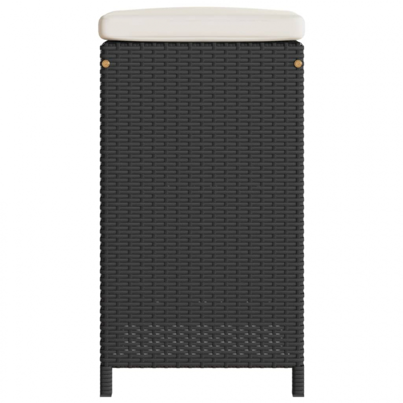 Garten-Barhocker mit Kissen 2 Stk. Schwarz Poly Rattan