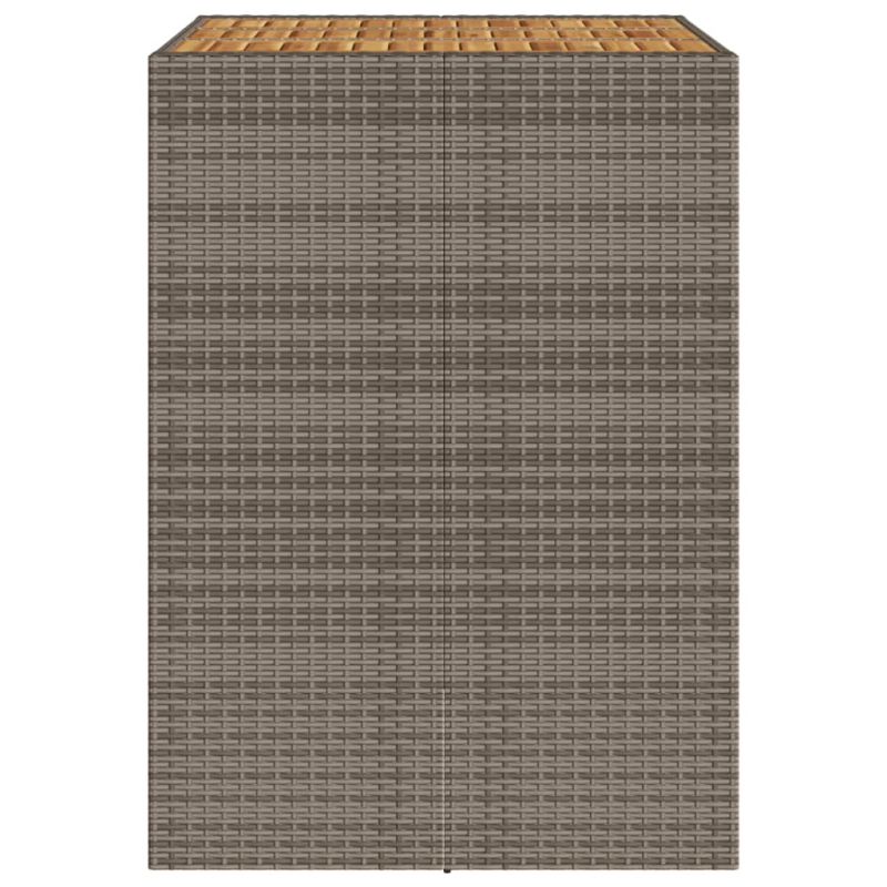 Garten-Bartisch mit Holzplatte Grau 105x80x110 cm Polyrattan