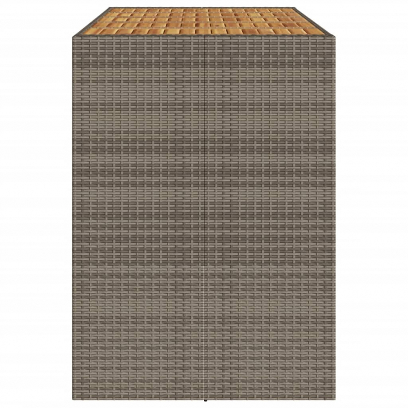 Garten-Bartisch mit Holzplatte Grau 185x80x110 cm Polyrattan
