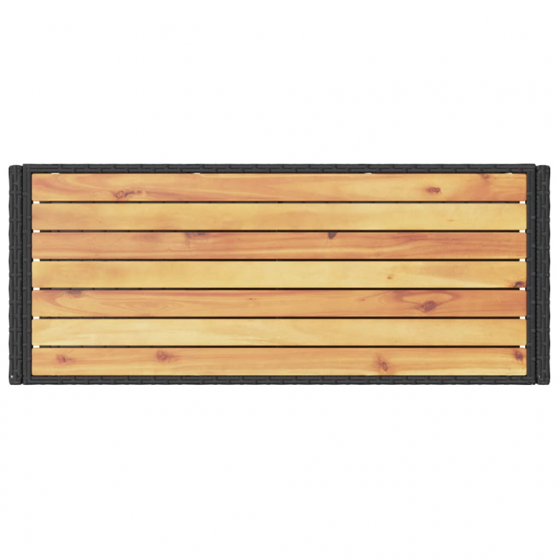 Barwagen 3 Böden Schwarz Poly Rattan und Massivholz Akazie