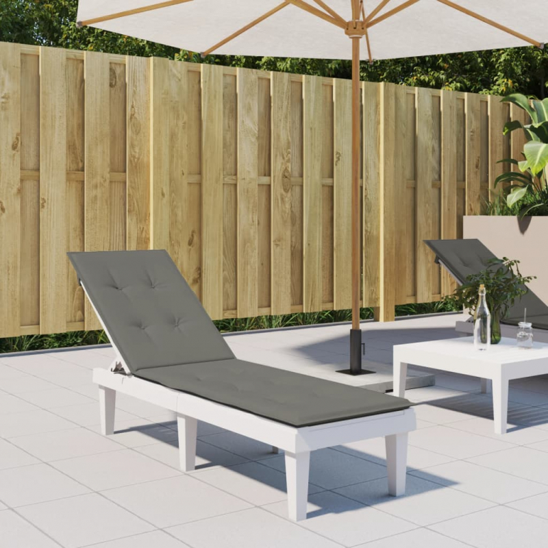 Liegestuhl-Auflage Melange Dunkelgrau (75+105) x 50 x 4 cm Stoff