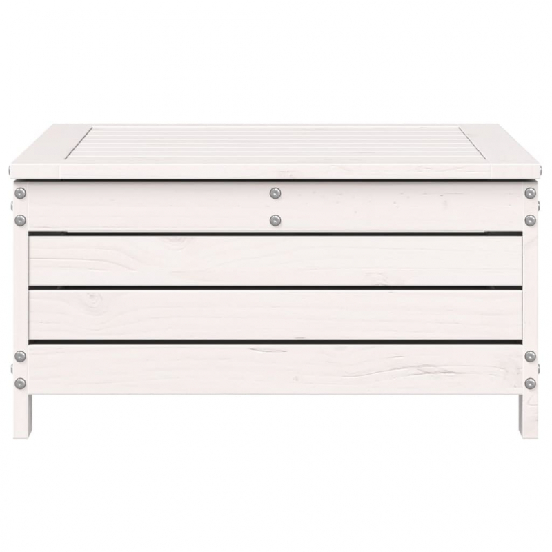 Gartenhocker mit Kissen Weiß Massivholz Kiefer