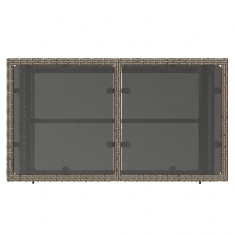 4-tlg. Garten-Sofagarnitur mit Kissen Grau Poly Rattan Glas