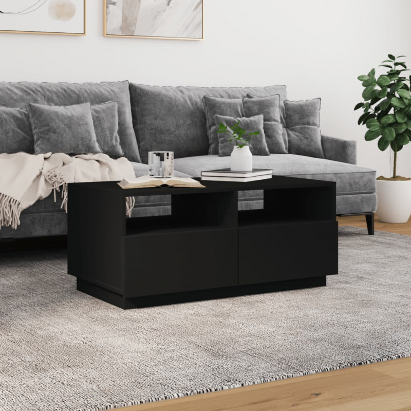 Couchtisch mit LED-Leuchten Schwarz 90x49x40 cm