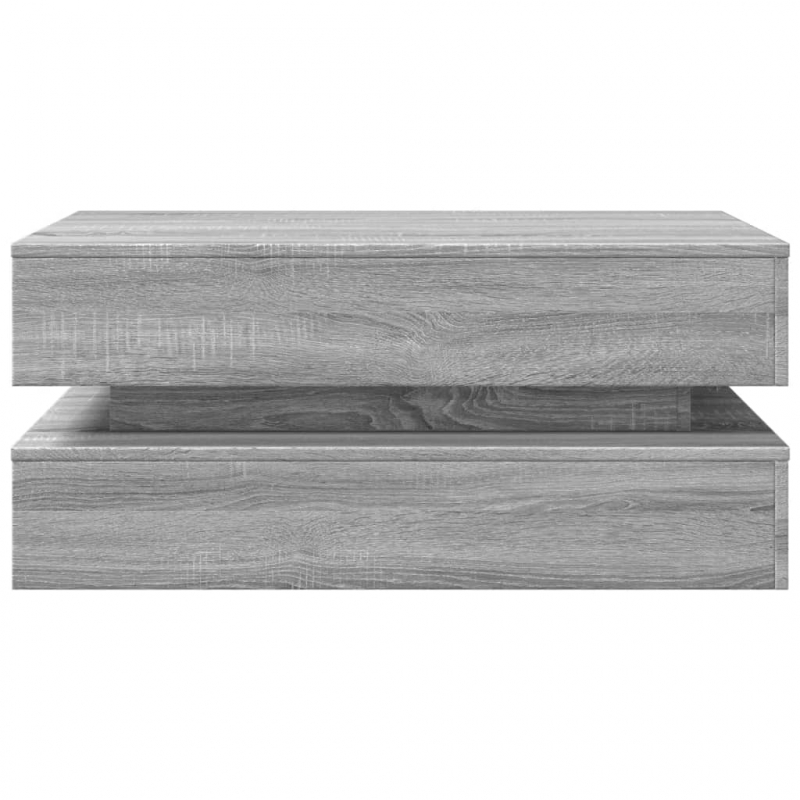 Couchtisch mit LED-Leuchten Grau Sonoma 90x50x40 cm