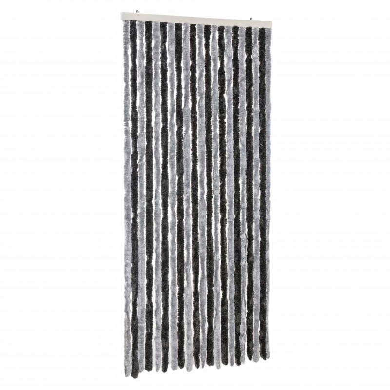 Fliegenvorhang Grau und Schwarz 100x230 cm Chenille