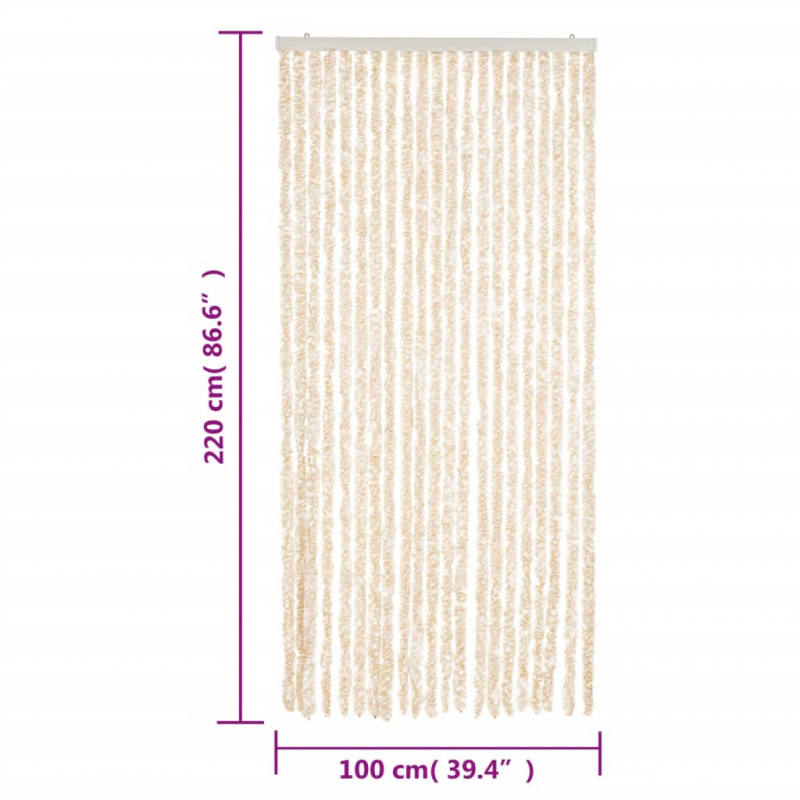 Fliegenvorhang Beige und Weiß 100x220 cm Chenille