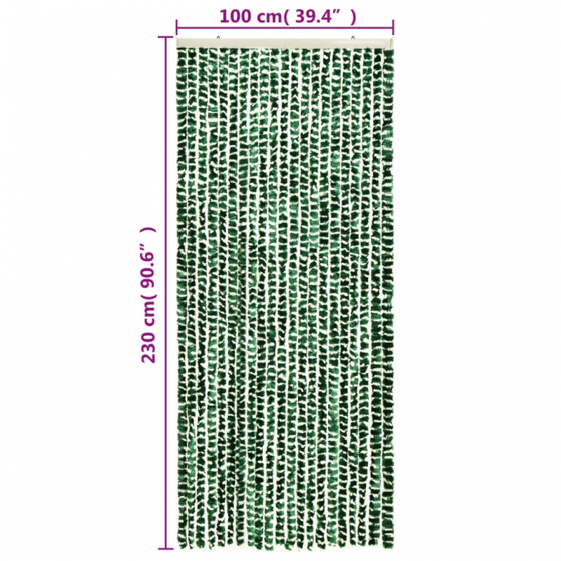 Fliegenvorhang Grün und Weiß 100x230 cm Chenille