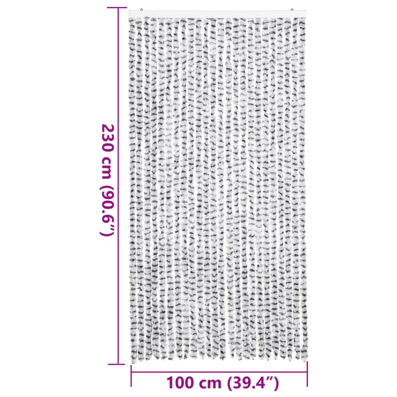 Fliegenvorhang Hellgrau und Dunkelgrau 100x230 cm Chenille