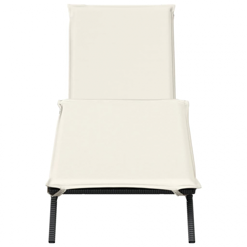 Sonnenliege mit Auflage Schwarz Poly-Rattan