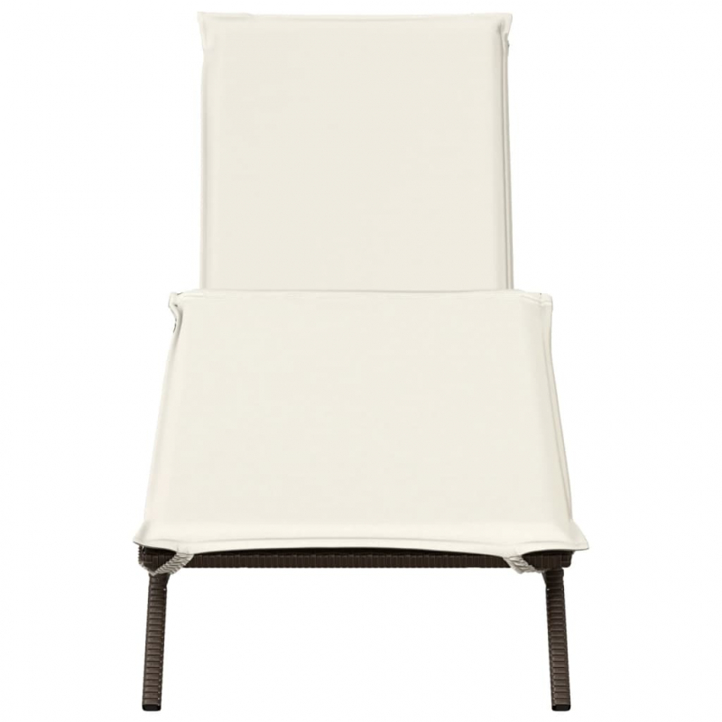 Sonnenliege mit Auflage Braun Poly Rattan