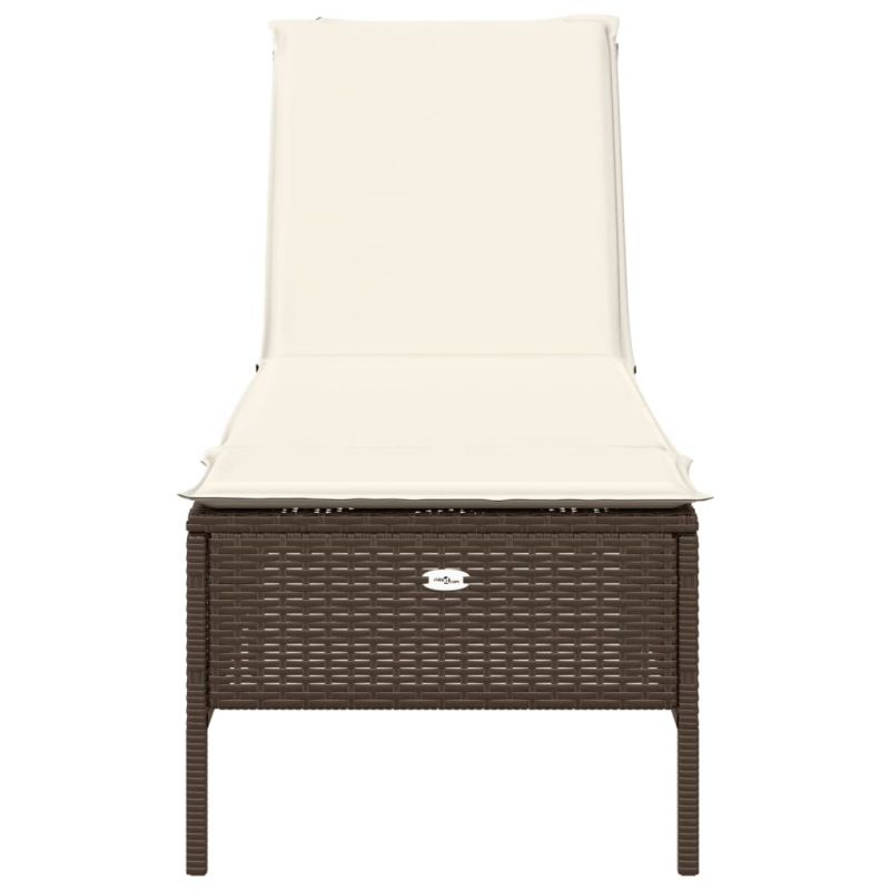 Sonnenliege mit Auflage Braun Poly Rattan
